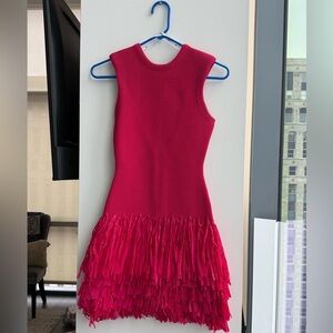 AJE RUSHES RAFFIA KNIT MINI DRESS
